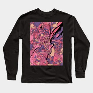 Belfast Map Pattern in Purple & Pink Long Sleeve T-Shirt